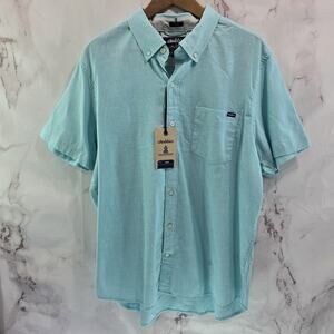 Chubbies Shirt Mens Large Blue Oxford Button Up Sleeve Friday Short Big Teal